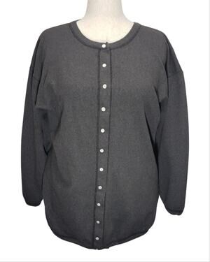 Briazzi Dark Gray Knit Cardigan Pearl Snap Vintage Cozychic 90s Minimalist